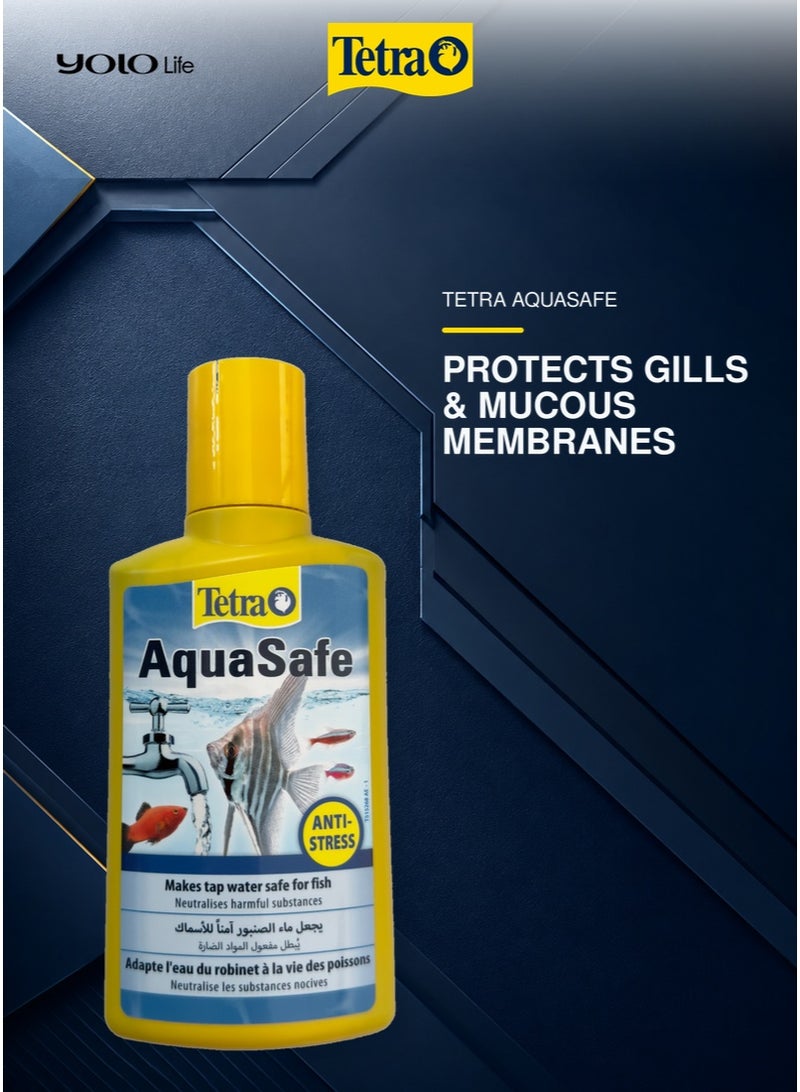 تترا Tetra AquaSafe منقي مياه أحواض الأسماك 250 مل، لمعالجة مياه الصنبور لأسماك المياه العذبة والمالحة - Image 5