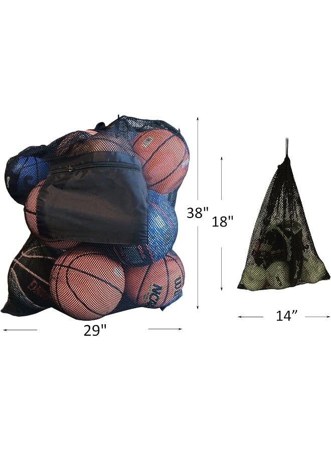 Youngever 2 Pack Mesh Ball Bag, Mesh Sports Equipment Bags, Heavy Duty and Extra Thick Drawstring 29 Inch x 38 Inch Sport Mesh Ball Bag with Shoulder Strap and Front Pocket, Mesh Equipment Bag 14 x 18 Inch  - Image 3