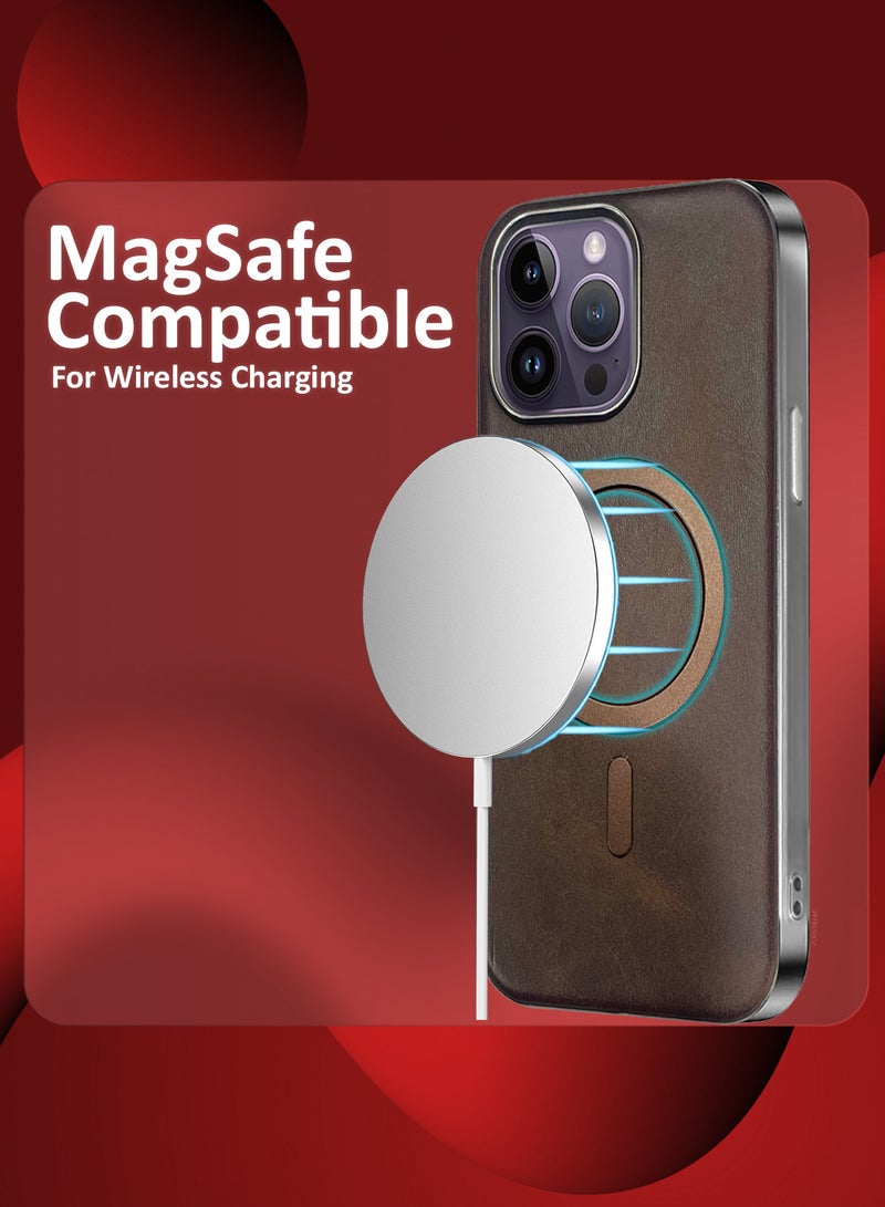 CATANES iPhone 14 Pro Max Leather Case 3 Pack, 1 Case 2 Screen Protectors, Compatible with Magsafe, Vintage Aesthetic, Comfort Grip, Camera Bump Frame  - Image 3