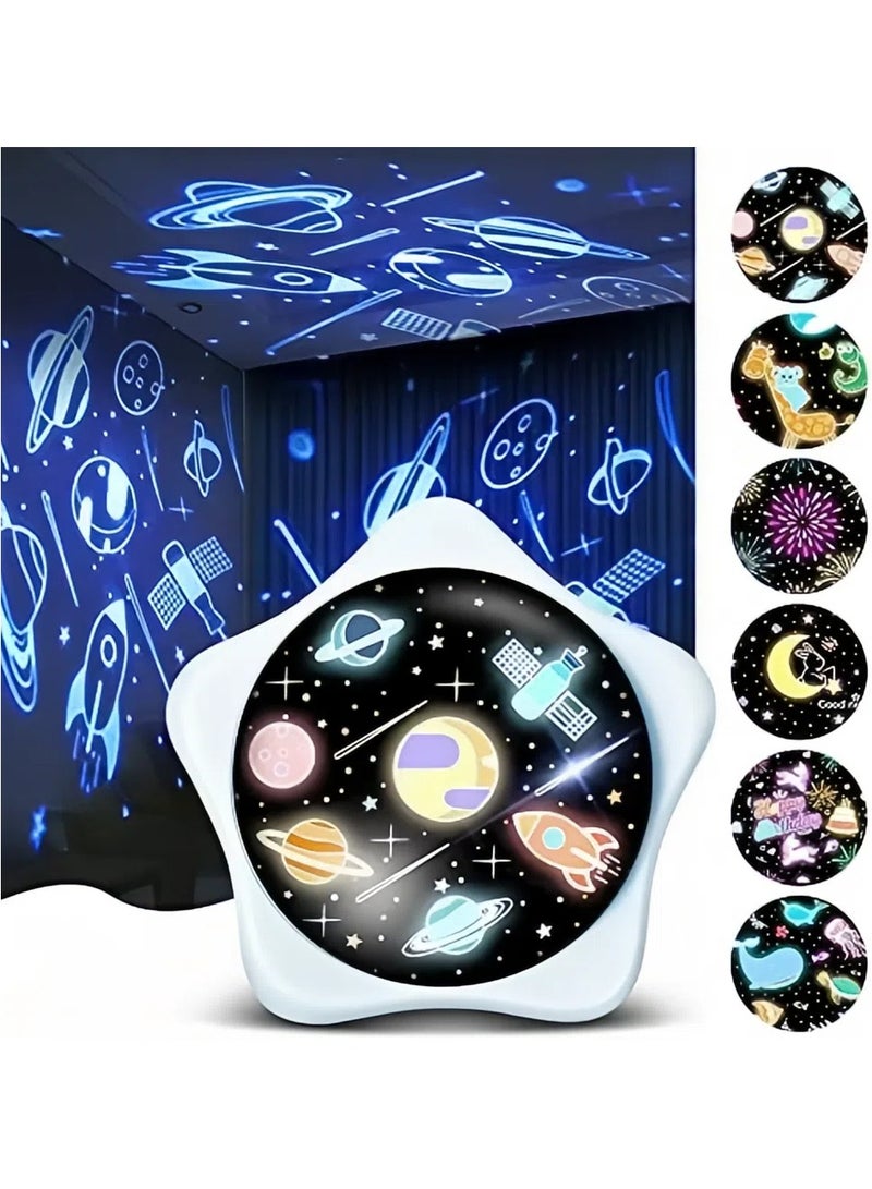 General Night Light for Kids, Star Projector with 6 Sets of Film, 360 Rotating Light for Room Ceiling, Cute Gifts for 1-8 Year Old Girl or Boy, Built in Battery, Unicorn Toy, Portable  - Image 2