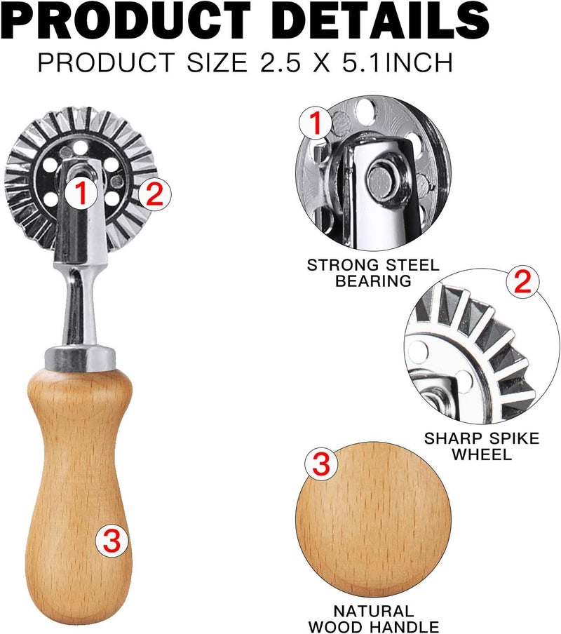 Achoulei Pasta Maker Cutter Wheel - Pastry Cutter Wheel - Dough Ravioli Pizza Cutter Wheel for Home and Kitchen, 1.3" - Image 2