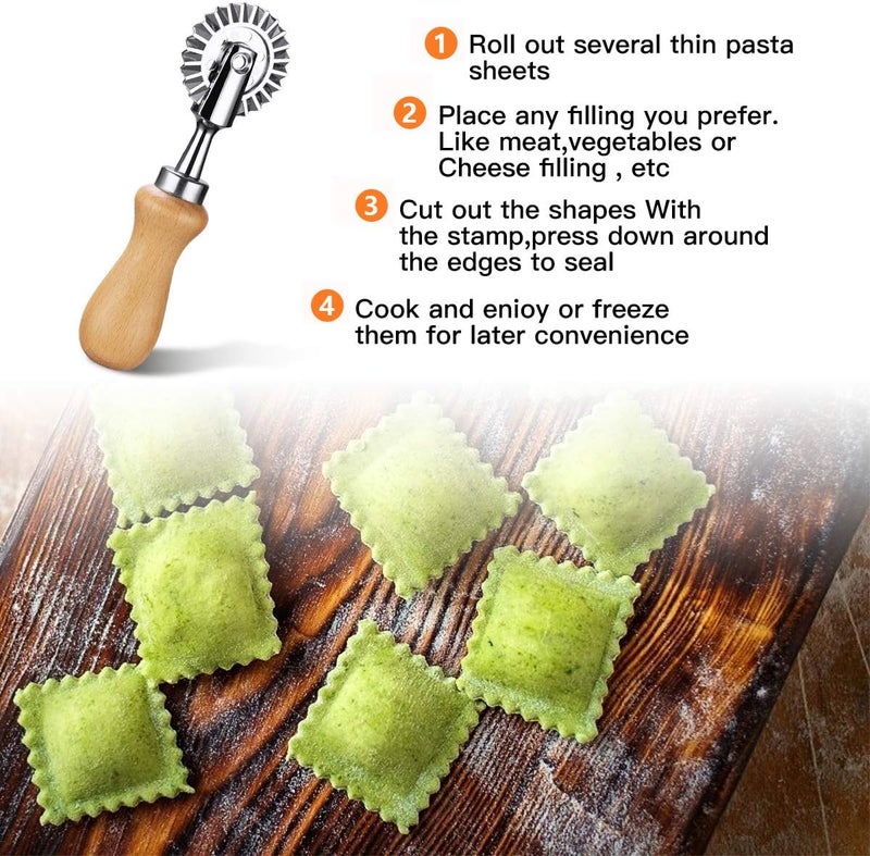 Achoulei Pasta Maker Cutter Wheel - Pastry Cutter Wheel - Dough Ravioli Pizza Cutter Wheel for Home and Kitchen, 1.3" - Image 4