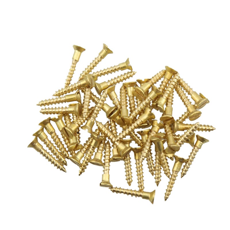 براغي مسبقة الحفر MEETOOT 25 قطعة براغي نحاسية ذات رأس مسطح ومغروسة ذاتيًا لخشب الأثاث 2 × 12 بوصة M2 × 12 مم ذهبية