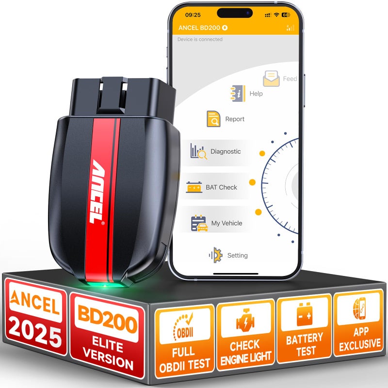 Ancel ANCEL BD200 OBD2 Scanner Bluetooth Code Reader Check Engine Diagnostic Scan Tools with Car Battery Test Exclusive App On iOS Android Wireless OBDII Adapter Works for 1996 Newer Vehicles
