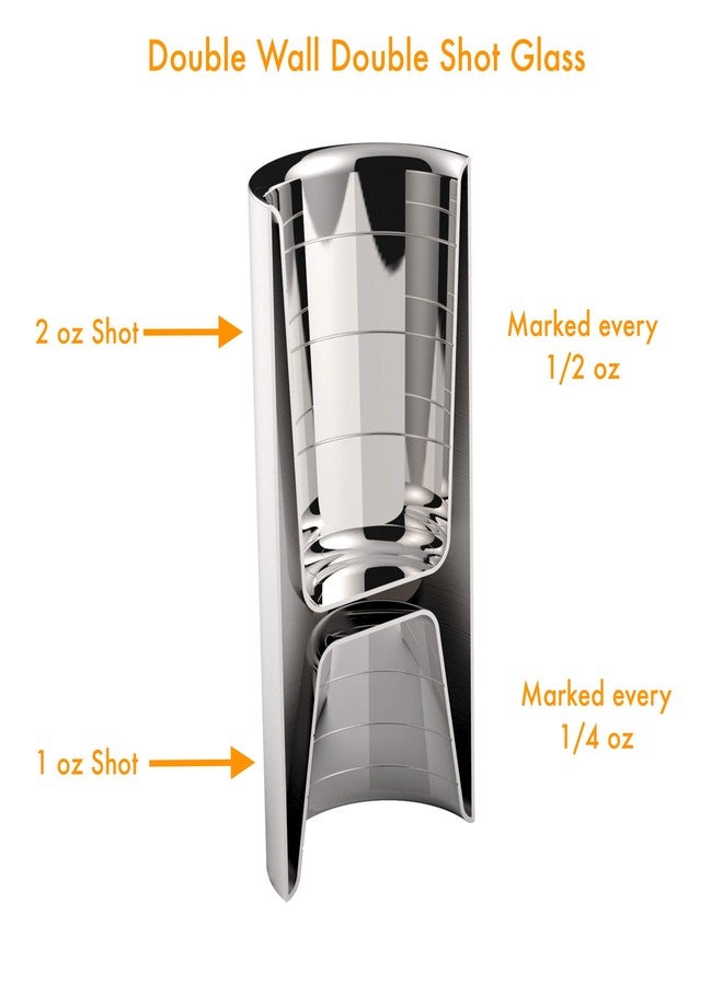 Outset Bartending Tool, Double Wall Cocktail Measuring Jigger, 2 in 1, 1oz and 2 oz, Stainless Steel - Image 3
