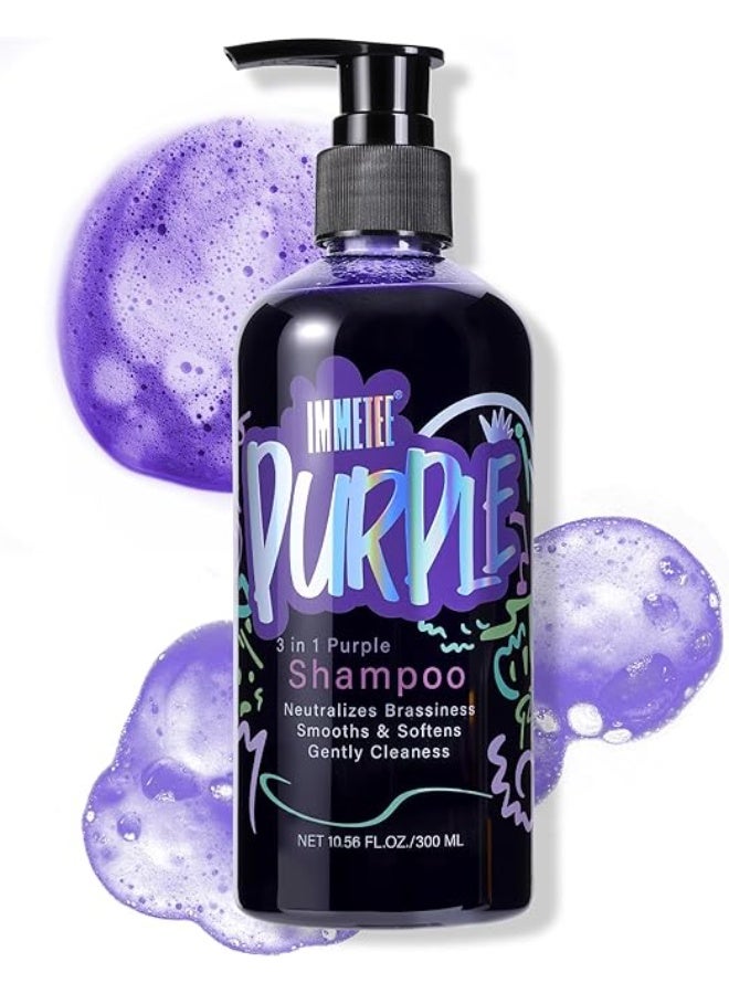 Immetee Purple Shampoo for Blondes, Purple Shampoo Blonde Hair Perfector, 3-in-1 Shampoo Neutralises Yellow Tones, Coloured or Highlighted Hair, 300ml - Image 2