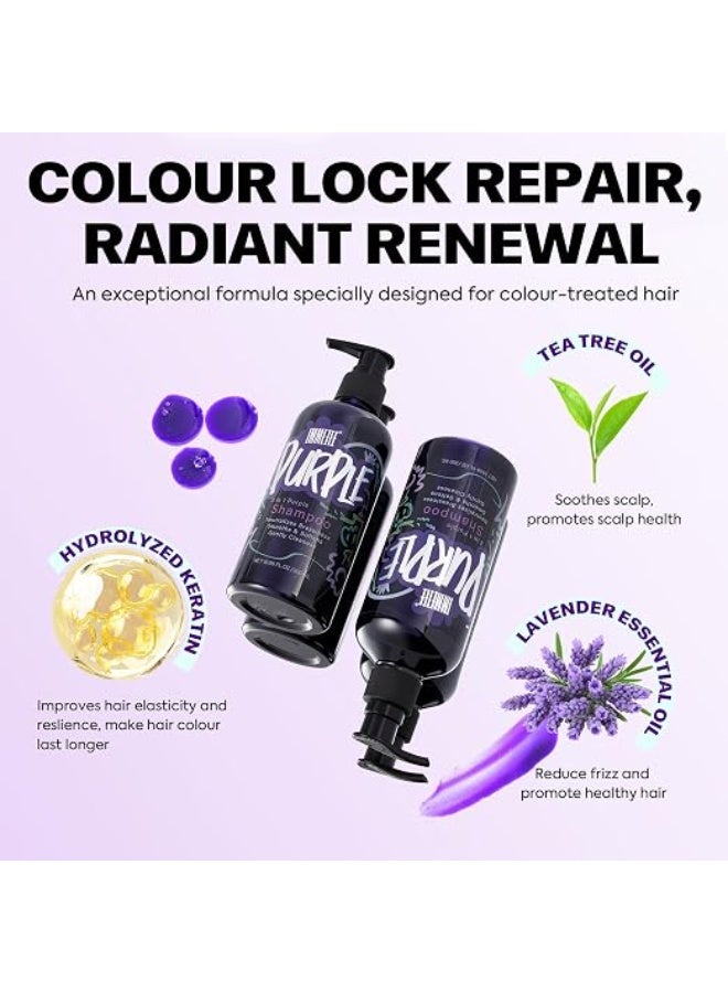 Immetee Purple Shampoo for Blondes, Purple Shampoo Blonde Hair Perfector, 3-in-1 Shampoo Neutralises Yellow Tones, Coloured or Highlighted Hair, 300ml - Image 1