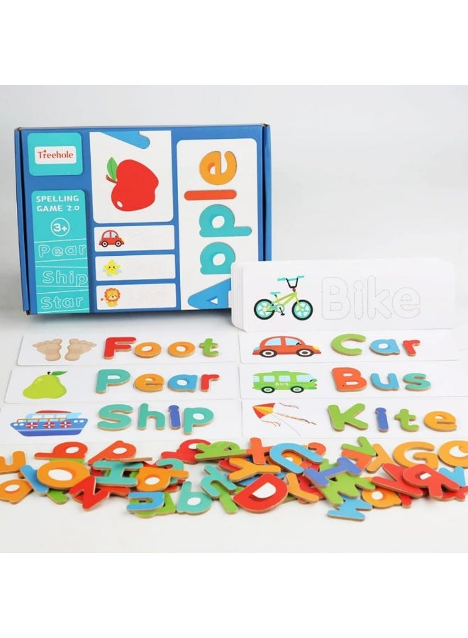 لعبة الحروف الخشبية مع بطاقات الكلمات – تعليم الحروف الإنجليزية للأطفال بطريقة تفاعلية - Image 1