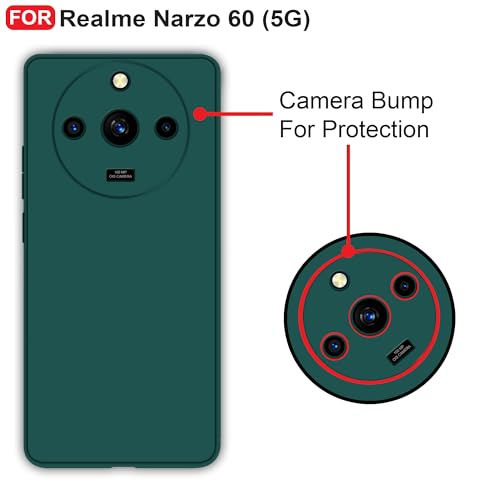 CEDO Back Cover for Realme Narzo 60 (5G) | Camera Bump Protection & Inner Velvet Fabric Lining | Ultra Slim Matte Soft Rubberised Case Cover (Green) - Image 3
