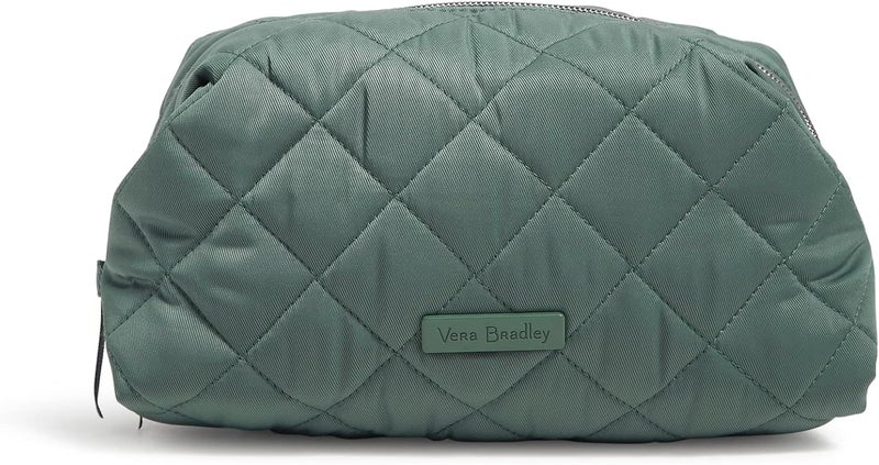 Vera Bradley Women's Performance Twill Medium Cosmetic Makeup Organizer Bag, Olive Leaf, One Size