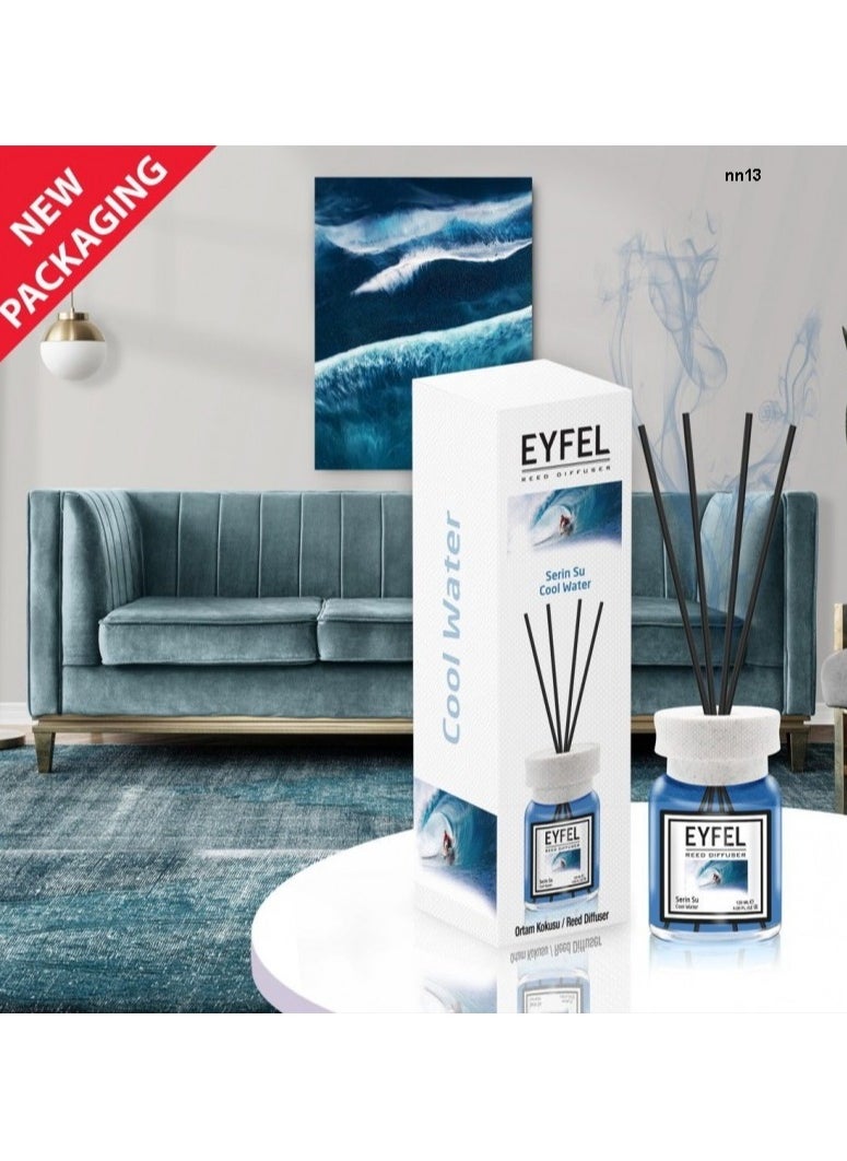 آيفيل مجموعة موزع الروائح العطرية Cool Water Reed - 120 مل عطر مائي يدوم طويلاً مع أعواد طبيعية وتصميم أنيق لمساحات المعيشة والمكاتب والحمامات والمتاجر وصالات العرض  - Image 2