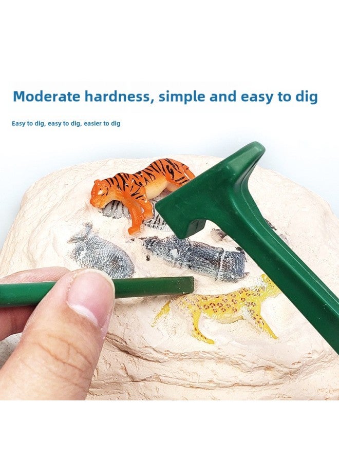 Archaeological Digging Toys Blind Box Digging Gem Luminous Marine Gypsum Toys Dinosaur Fossil Archaeological Toys-Color:Velociraptor (Version Of Color Box) Three-piece Tool Set (contact Customer Service For Customization With Goggles)  - Image 4