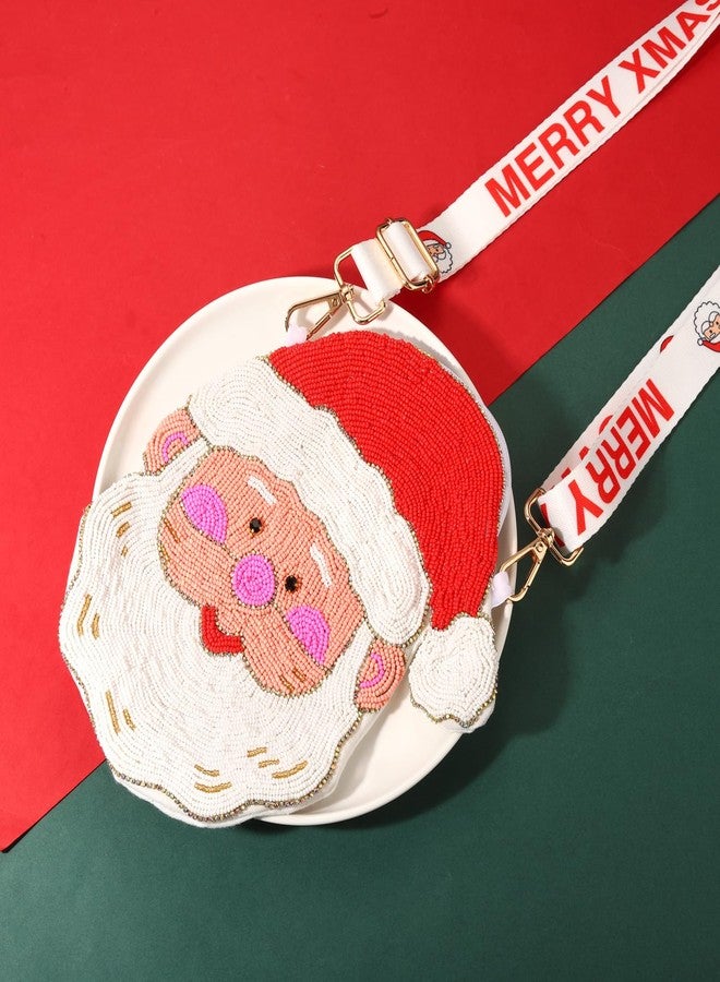 سيالكسهيني حقيبة يد نسائية مزينة بالخرز على شكل شجرة عيد الميلاد، غزال الرنة، ندفة الثلج، جرس، حقيبة كتف كروسبودي، إكسسوارات ملابس عيد الميلاد، سترة قبيحة، زي تنكري، هدايا العطلات (النمط O) - Image 4