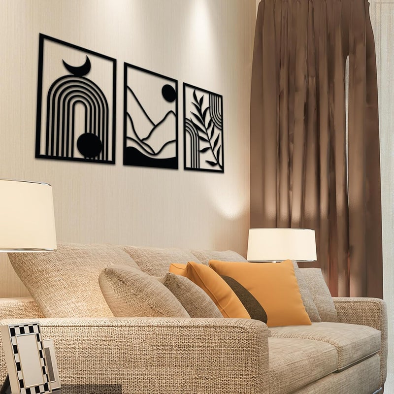 Brand - Solimo Solimo PreLaminated Pine Wood Boho Modern Wall Art Laser Cut Precision For Home Dcor For Gifting Set of 3 - Image 4