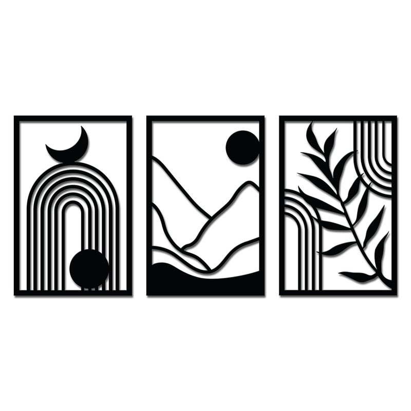Brand - Solimo Solimo PreLaminated Pine Wood Boho Modern Wall Art Laser Cut Precision For Home Dcor For Gifting Set of 3 - Image 3