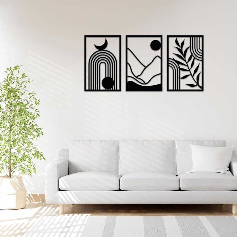 Brand - Solimo Solimo PreLaminated Pine Wood Boho Modern Wall Art Laser Cut Precision For Home Dcor For Gifting Set of 3 - Image 5