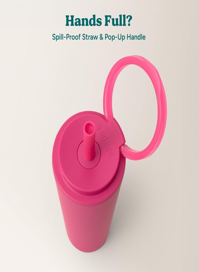 REDUCE Halo 24 oz Stainless Steel Vacuum Insulated Tumbler - Spill Proof Travel Mug with Flip Handle Lid - Keeps Drinks Cold for 32 Hrs - Dishwasher Safe - Cupholder Friendly - Dragonfruit - Image 5