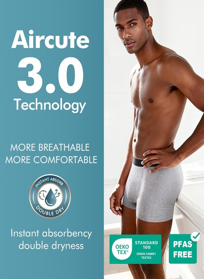 AIRCUTE ملابس داخلية رجالية من AIRCUTE لسلس البول، بفتحة أمامية، ماصة، مانعة للتسرب، بوكسر قصير، 60 مل، عبوة من 3 قطع (مقاس كبير جدًا، 3 ألوان رمادية). - Image 4