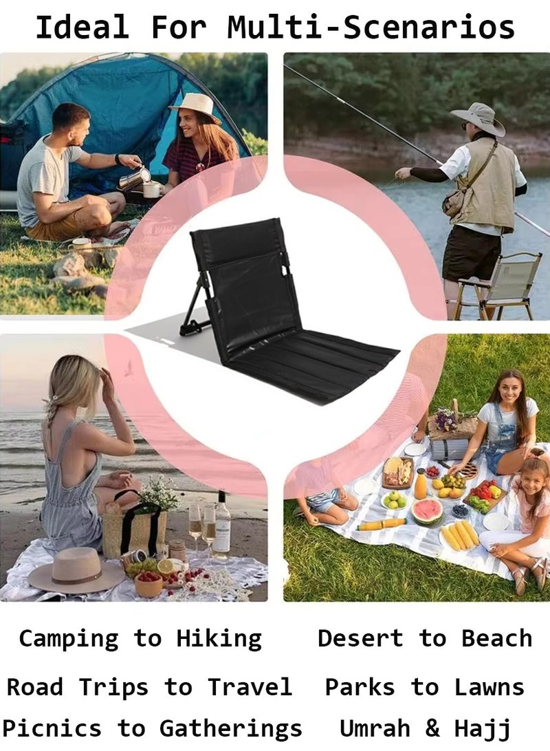 ISHWAZ Outdoors Relaxing Chair with Carry Bag for Sitting Sessions, Parks, Picnics, Beach, Travel, Trips, Ramadan Dinners & Stadium Use – Portable Beach Chair with Back Support – Camping Backrest Floor Chair - Image 2