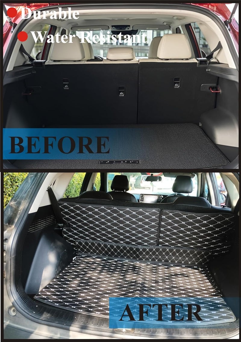 MATLE Premium 7D Boot/Trunk Mats Compatible for Scorpio n 6 ||Luxury Leather Double Layered||Set of 3Pcs||100% Waterproof and Washable (Black with Silver) - Image 3