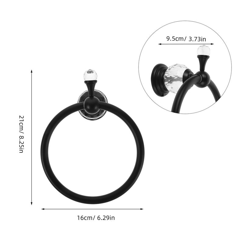 Black Wall Mounted Towel Ring Heavy Duty Round Towel Holder for Bathroom Accessory - Image 3
