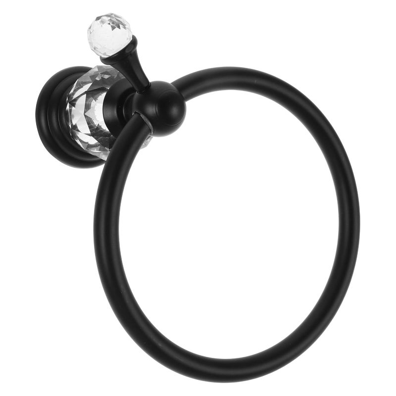 Black Wall Mounted Towel Ring Heavy Duty Round Towel Holder for Bathroom Accessory - Image 2