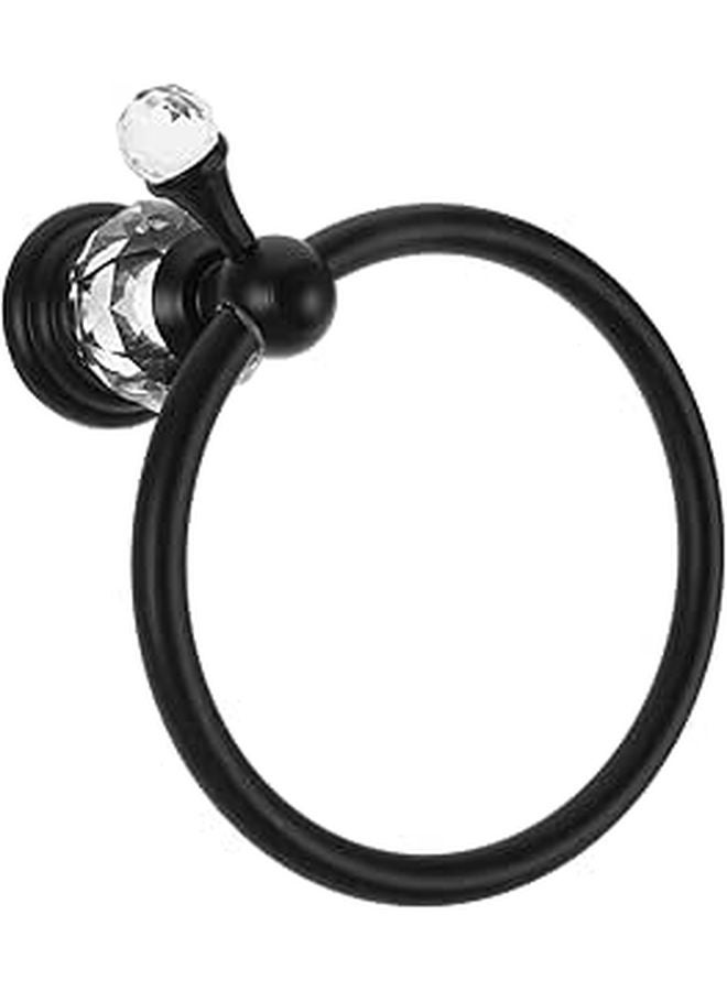 Black Wall Mounted Towel Ring Heavy Duty Round Towel Holder for Bathroom Accessory - Image 1