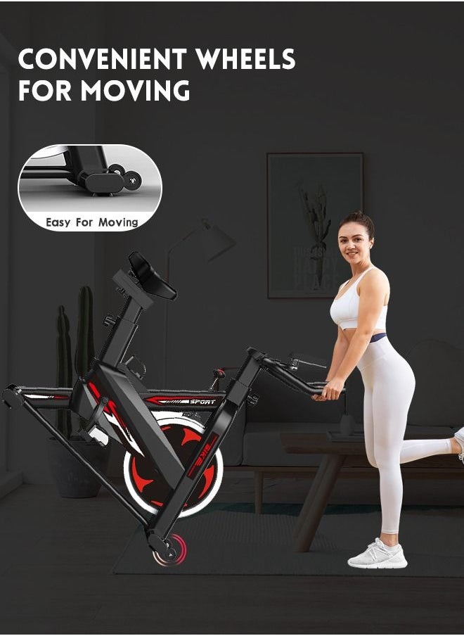 Belt Drive Indoor Cycling Bike for Home Gym, Magnetic Resistance, Height Adjustable Seat and Readable Display, 300/330lbs Capacity Exercise Bike Stationary Bikes