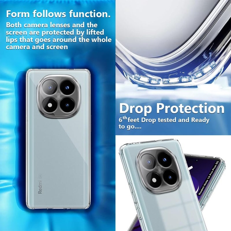 Nishtech غطاء خلفي شفاف هجين ناعم رفيع مضاد للغبار لجهاز Redmi Note 14 Pro Plus 5G مع حماية الكاميرا - Image 2