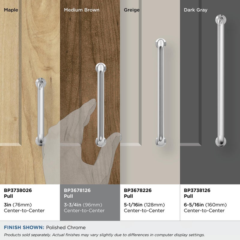 Amerock | Cabinet Pull | Polished Chrome | 3-3/4 Inch (96 Mm) Center-To-Center | Factor | 1 Pack | Drawer Pull | Cabinet Handle | Cabinet Hardware - Image 3