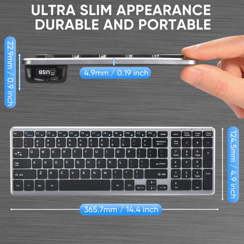 TPKKNGE Wireless Quiet Keyboard & Mouse Combo with Magnetic Ergonomic Design Keyboard and Mouse Wrist Rest,Relief Typing Pain, Wrist Rest Support Hand and Arm, 2.4G Stable Connection,Adjustable DPI - Image 2