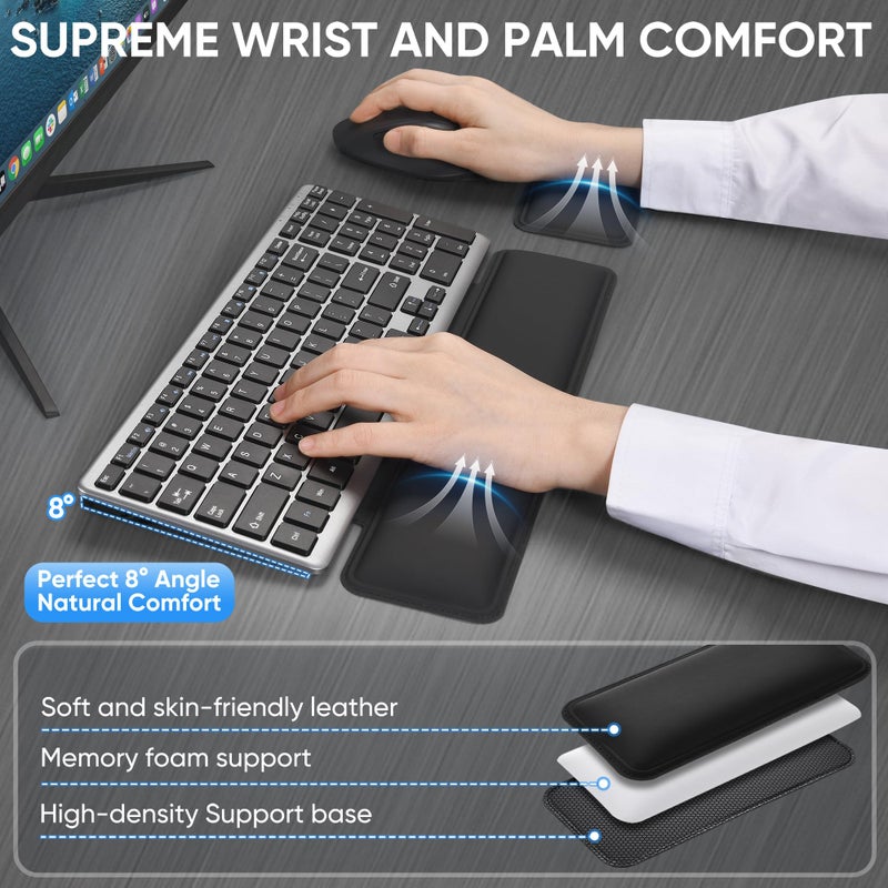 TPKKNGE Wireless Quiet Keyboard & Mouse Combo with Magnetic Ergonomic Design Keyboard and Mouse Wrist Rest,Relief Typing Pain, Wrist Rest Support Hand and Arm, 2.4G Stable Connection,Adjustable DPI - Image 3