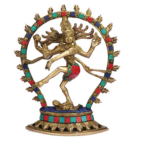 Kartique Colorful Brass Natraj Idol Statue - 8.5 Inches Height - Vibrant Decor and Spiritual Symbol - Image 1