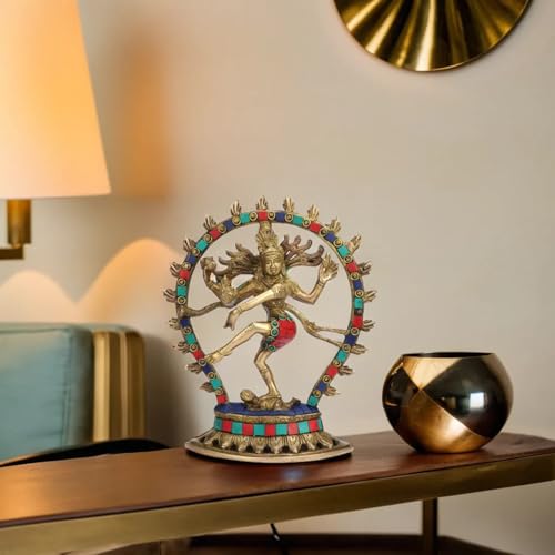 Kartique Colorful Brass Natraj Idol Statue - 8.5 Inches Height - Vibrant Decor and Spiritual Symbol - Image 2