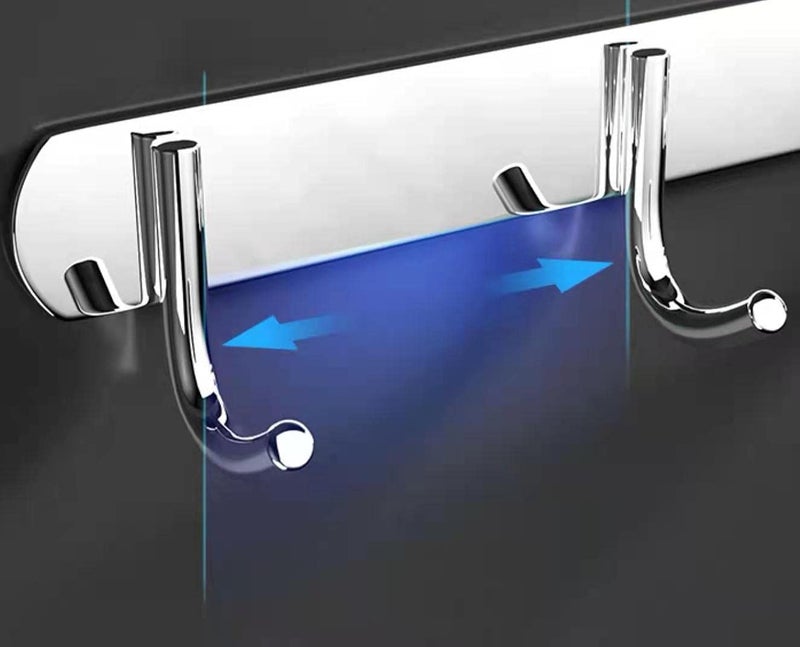 LAPO Premium Stainless Steel Bathroom Cloth Hooks 5 Pins Hanger Door Wall Bedroom Robe Hooks Rail for Hanging Keys,Towel Hook Set, Kitchen Accessories - Set of 2 - Image 3