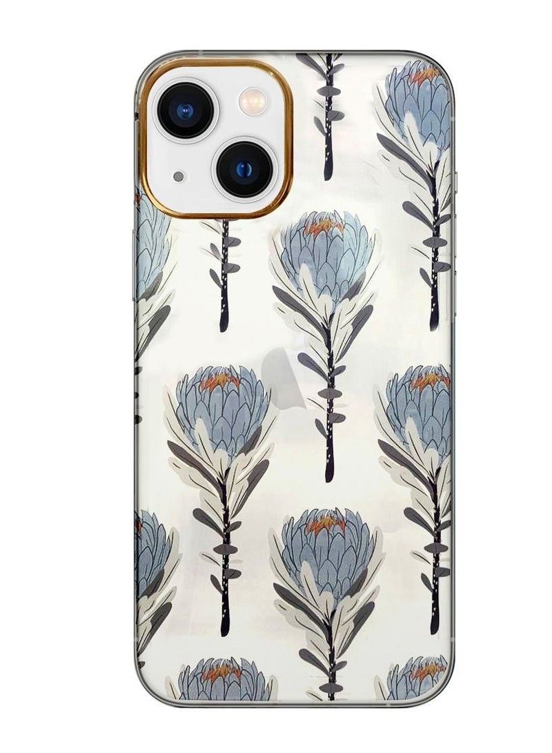 JOWAY حافظة آيفون 13 الزهرية الشفافة فائق النحافة مضادة للصدمات بتصميم طباعة الزهور 9 - Image 1