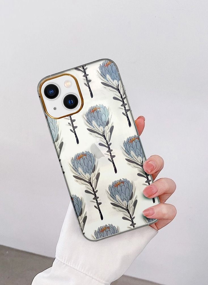 JOWAY حافظة آيفون 13 الزهرية الشفافة فائق النحافة مضادة للصدمات بتصميم طباعة الزهور 9 - Image 4
