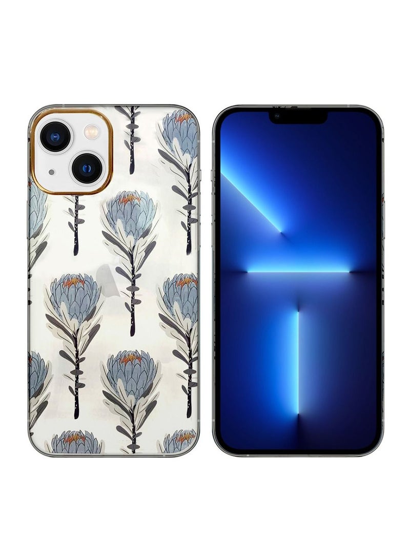 JOWAY حافظة آيفون 13 الزهرية الشفافة فائق النحافة مضادة للصدمات بتصميم طباعة الزهور 9 - Image 2