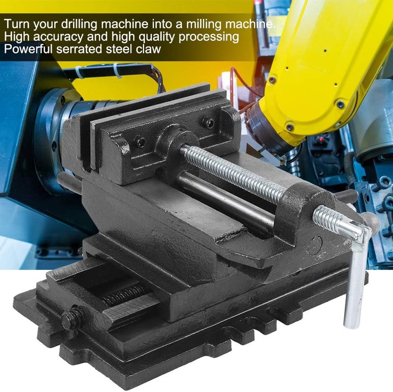 klarako 5 Inch Cross Slide Drill Press Vise, Heavy Duty Cast Iron Milling Vice Holder Woodworking Clamping Vise Machine Bench Top Mount Cross Sliding Vise - Image 3