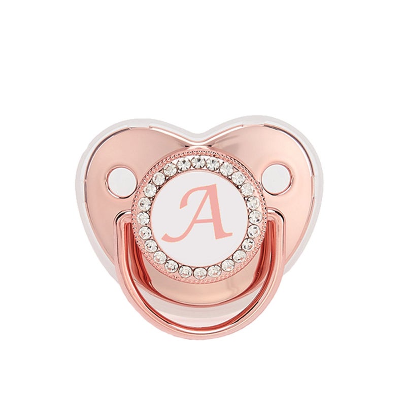 direct selling baby 26 letters rose gold soothing pacifier weaning artifact baby soothing play mouth with lid - Image 3