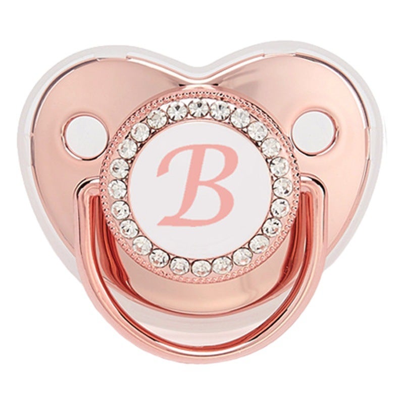 direct selling baby 26 letters rose gold soothing pacifier weaning artifact baby soothing play mouth with lid - Image 2