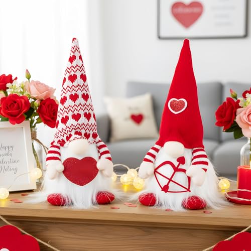 MWDJPXY Valentines Day Decor,Valentines Day Decorations,Red Valentine Couple Plush Gnomes Decorations for Home, Indoor, Office -Valentine Gifts for Her, Girls - Romantic Anniversary Vday Gnome Gift - Image 2