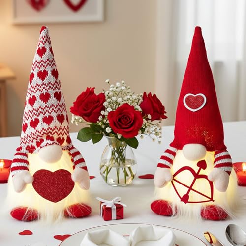 MWDJPXY Valentines Day Decor,Valentines Day Decorations,Red Valentine Couple Plush Gnomes Decorations for Home, Indoor, Office -Valentine Gifts for Her, Girls - Romantic Anniversary Vday Gnome Gift - Image 3