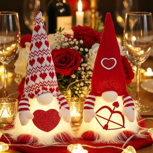 MWDJPXY Valentines Day Decor,Valentines Day Decorations,Red Valentine Couple Plush Gnomes Decorations for Home, Indoor, Office -Valentine Gifts for Her, Girls - Romantic Anniversary Vday Gnome Gift - Image 1