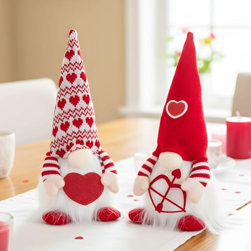 MWDJPXY Valentines Day Decor,Valentines Day Decorations,Red Valentine Couple Plush Gnomes Decorations for Home, Indoor, Office -Valentine Gifts for Her, Girls - Romantic Anniversary Vday Gnome Gift - Image 4