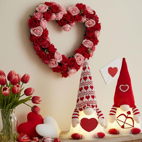 MWDJPXY Valentines Day Decor,Valentines Day Decorations,Red Valentine Couple Plush Gnomes Decorations for Home, Indoor, Office -Valentine Gifts for Her, Girls - Romantic Anniversary Vday Gnome Gift - Image 5