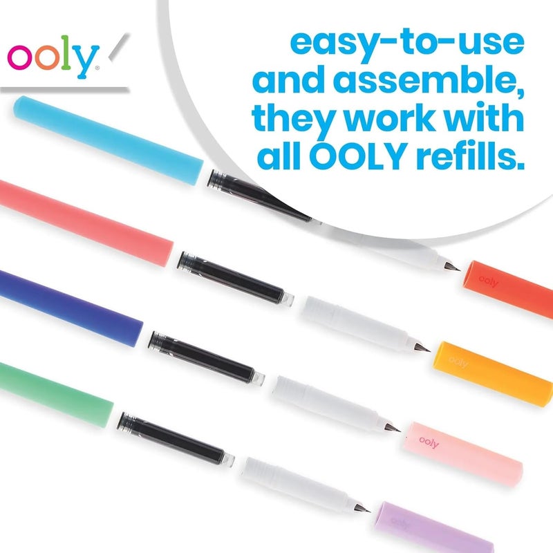 Ooly Fab Fountain Pen Pack of 4 Black Ink Pens, Includes 4 Black Fountain Pens that Use Refillable Ink Cartridges, Fine Fountain Tip Pens for Calligraphy Drawing, School Supplies - Image 5