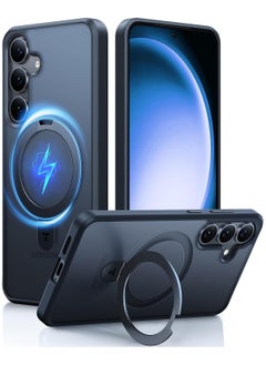 TORRAS Magnetic Stand for Samsung Galaxy S25 Case, [Compatible with MagSafe] [Mil-Grade Drop Tested] Shockproof Ring Translucent Slim Protective Phone Case for S25 Case Ostand, Blcak  - Image 1