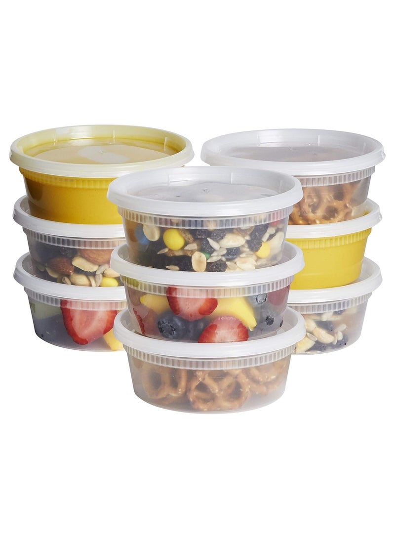 Mmmon 50-Pack 8oz Clear Plastic Deli Containers with Lids - Stackable Food Storage Meal Prep Box - Leakproof BPA-Free Microwave Freezer Safe - Image 1