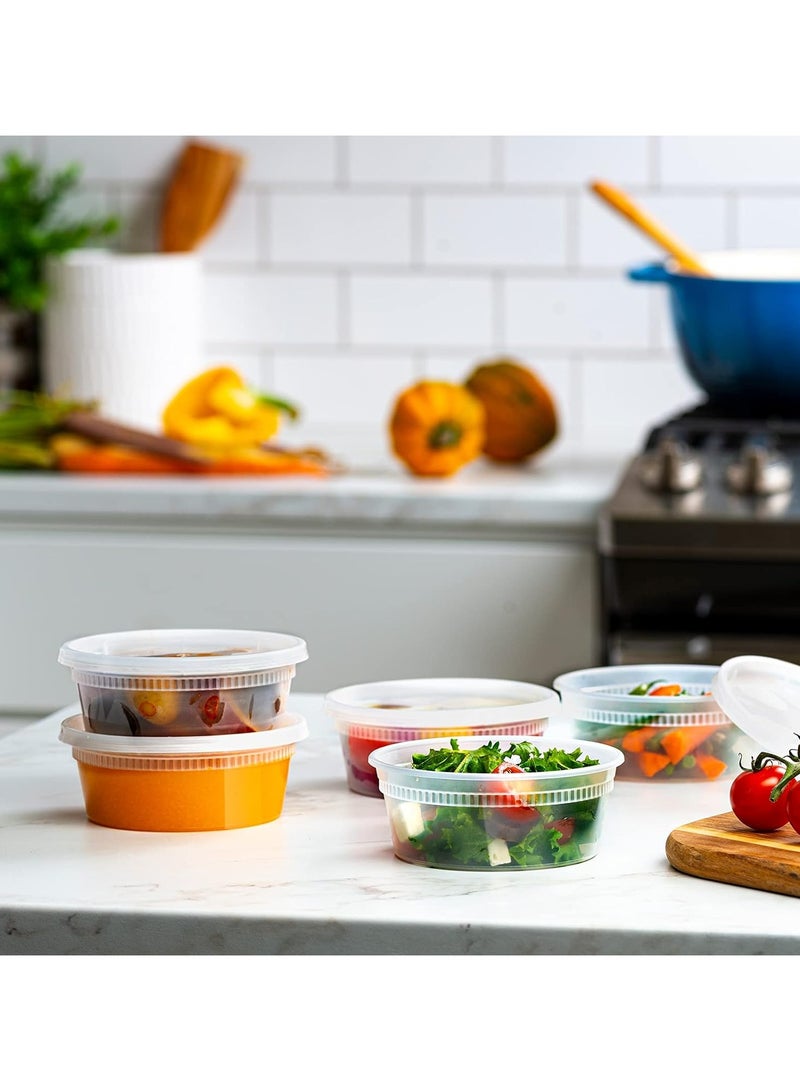 Mmmon 50-Pack 8oz Clear Plastic Deli Containers with Lids - Stackable Food Storage Meal Prep Box - Leakproof BPA-Free Microwave Freezer Safe - Image 2